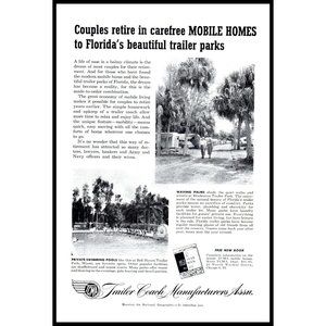 1953 Trailer Coach Manufacturers Association Florida Park Vintage Print Ad Photo